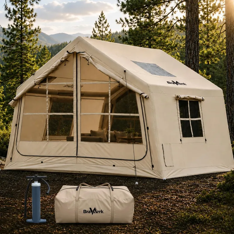 BravArrk Inflatable Tent with Skylight & Stove Jack 4 6 8 Person